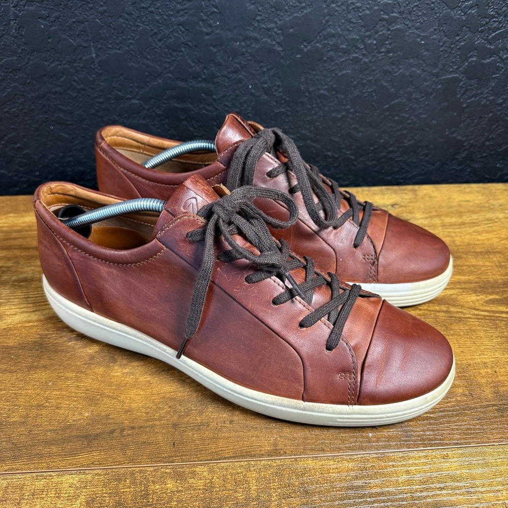 ECCO Soft 7 470364-02053 Cognac Leather Sneakers Mens 11-11.5 EU 45